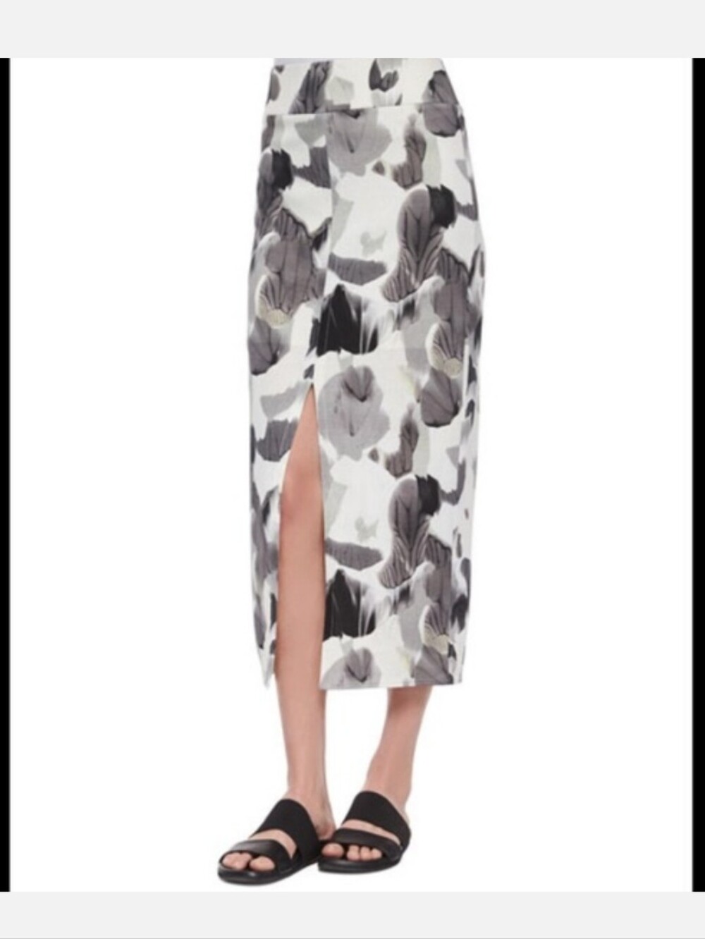 Helmut Lang Crypsis Print Jersy Front Slit Skirt Size Small